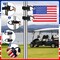 18 Pcs 4th of July Parade Golf Cart Decorations Independence Day Parade Bunting Flag Golf Cart Flags with Elastic Strap Bracket Tinsel Garland Golf Cart Stickers